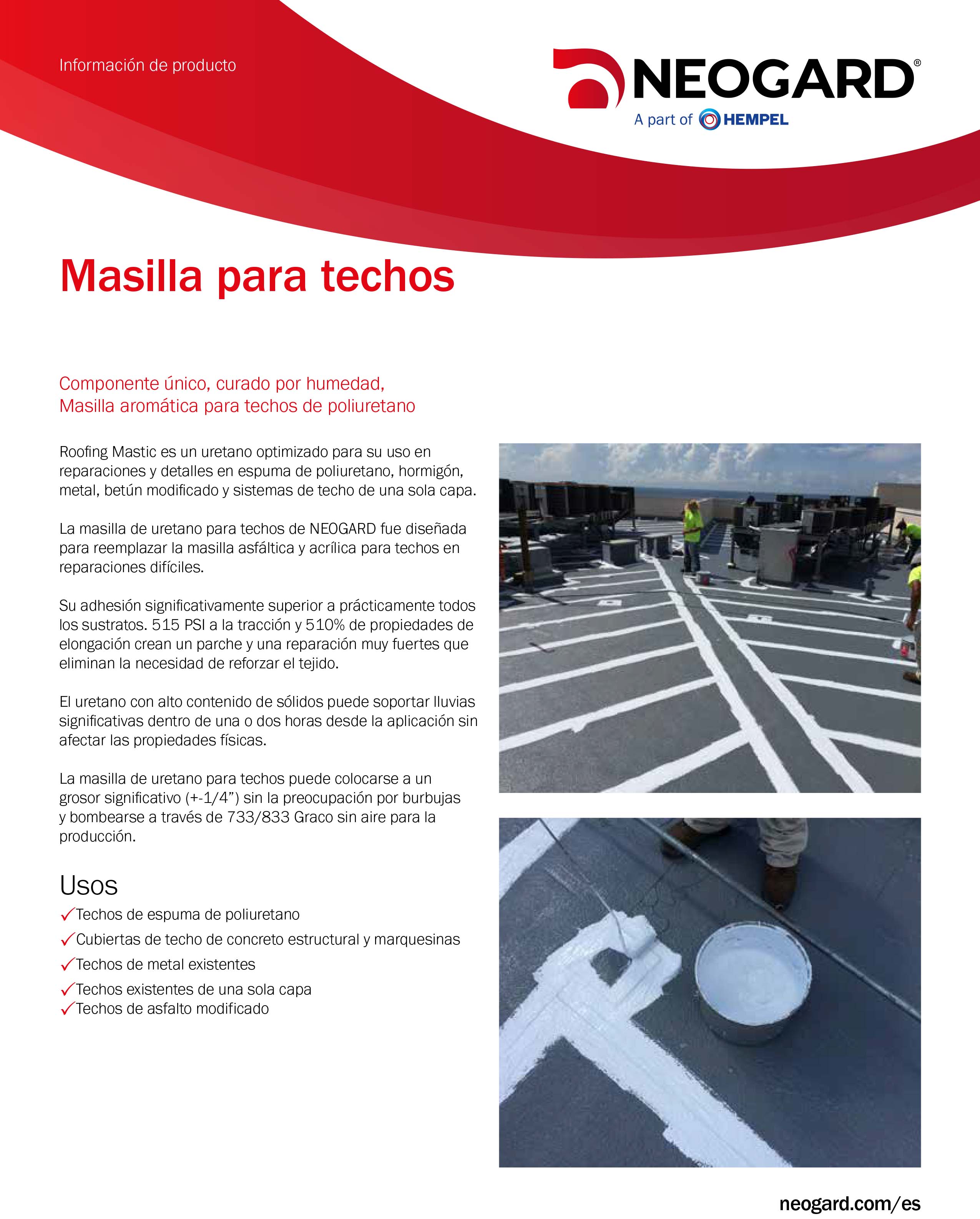 PIS: Masilla (Mastic) para techos